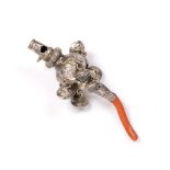 Silver and coral baby's rattle Victorian, with floral decoration, bearing marks for Hilliard &