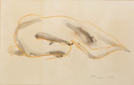 Klein (20th Century School) 'Nude figure' watercolour and pastel, signed and dated 1989 in pencil