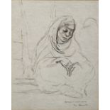 Vicky (1913-1966) Arabian women in Ramle, ink on paper, framed and glazed, 24cm x 19cm Provenance: