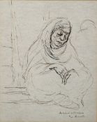 Vicky (1913-1966) Arabian women in Ramle, ink on paper, framed and glazed, 24cm x 19cm Provenance: