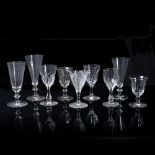 Collection of early 19th Century and later wine and sherry glasses, unmarked, varying designs (24)