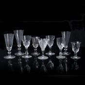 Collection of early 19th Century and later wine and sherry glasses, unmarked, varying designs (24)