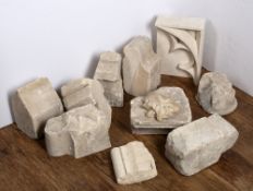 Quantity of carved stone and masonry to include one with a label stating 'Original masonry from