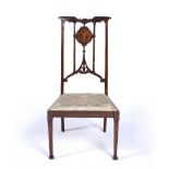 Mahogany and satinwood side chair Edwardian, with urn inlay, 90cm high