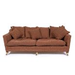 Large contemporary 'Trafalgar' sofa with drop-ends on brass castors, 228cm x 95cm deep x 88cm