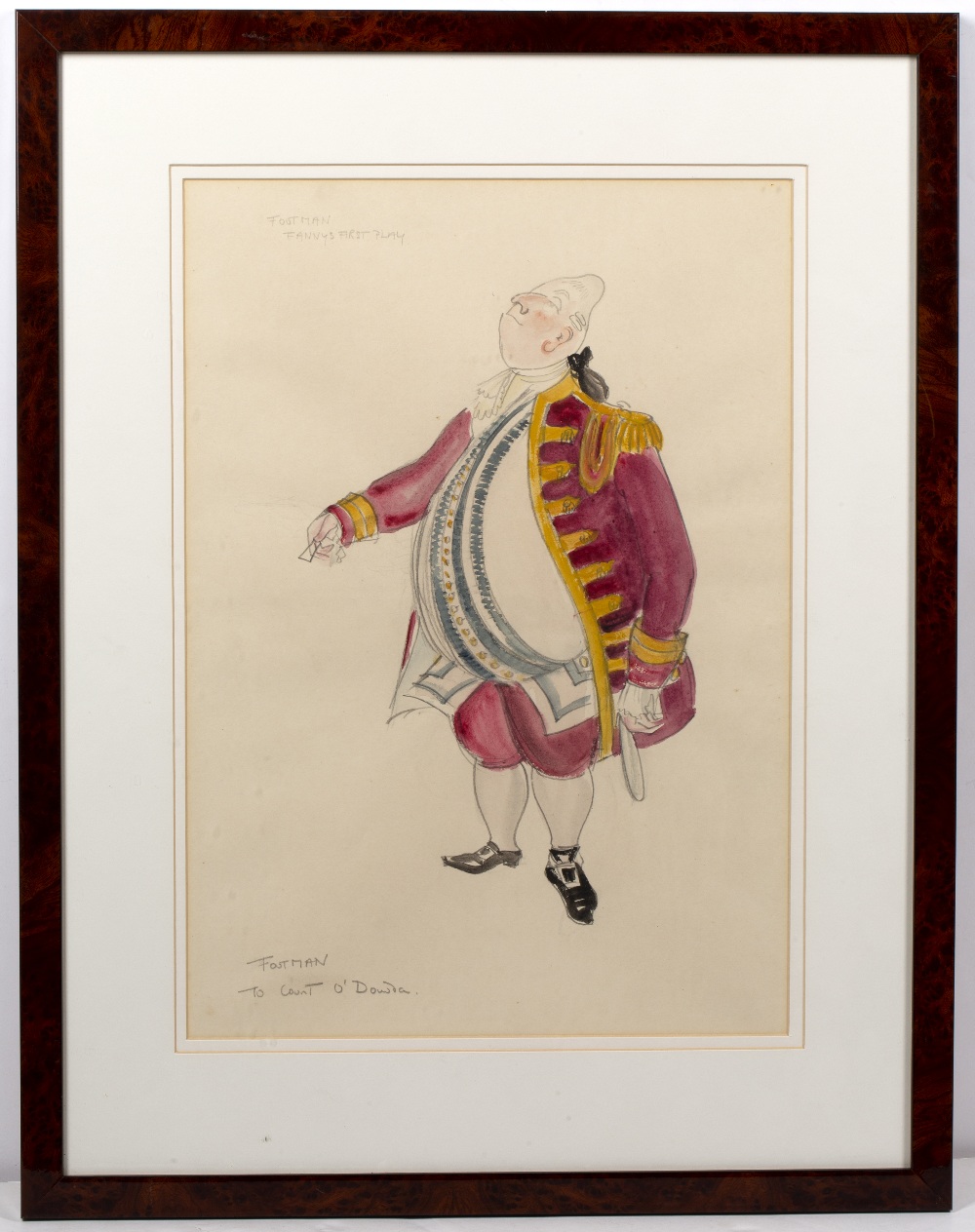 Two costume design studies one titled 'Footman to Count O'Dowda' (Fanny's First Play), 40cm x - Image 5 of 6