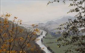 Valarie Chilton (Contemporary, British) 'The winding Wye, Symonds Yat' oil on panel, signed lower