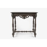 W Williamson & Sons, Guildford Gothic style side table, carved oak, stamped to the drawer, 77cm wide