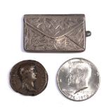 Silver stamp case bearing marks for Albert Ernest Jenkins, Chester, 1905, a Bicentennial half dollar