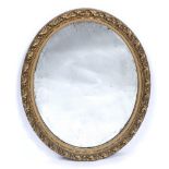 Gilt plaster oval wall mirror with leaf border, 60cm x 48cm