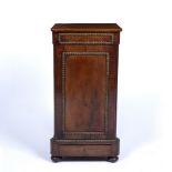 Mahogany pedestal cupboard French, 19th Century with classical leaf mounts, 42cm across, 34cm