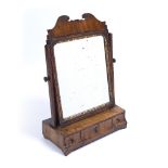 Walnut dressing table mirror 18th Century, fitted three drawers, 43cm across, 65cm high