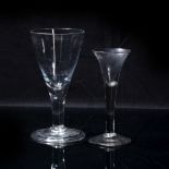 Wine glass late 18th Century, 16cm and one other larger glass, 19.5cm (2)