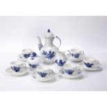 Royal Copenhagen coffee set pattern number 10/8040 blue flower braided, the set consists of coffee