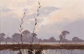 Pamela Derry (b.1932) 'An evening of poems' oil on panel, signed lower right, 28cm x 44cm