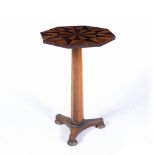 Hexagonal occasional table 19th century, with marquetry inlay to top 44cm across, 76cm high