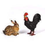 Two Austrian Bergman style cold painted bronze animals both unsigned, the rabbit measures 2cm