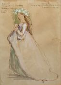 David Walker (1934-2008) Princess Catherine, Henry V costume design, dated 1964, watercolour, framed