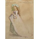 David Walker (1934-2008) Princess Catherine, Henry V costume design, dated 1964, watercolour, framed