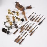 Quantity of wood turning tools of varying sizes, together with other items Provenance: Long Court,