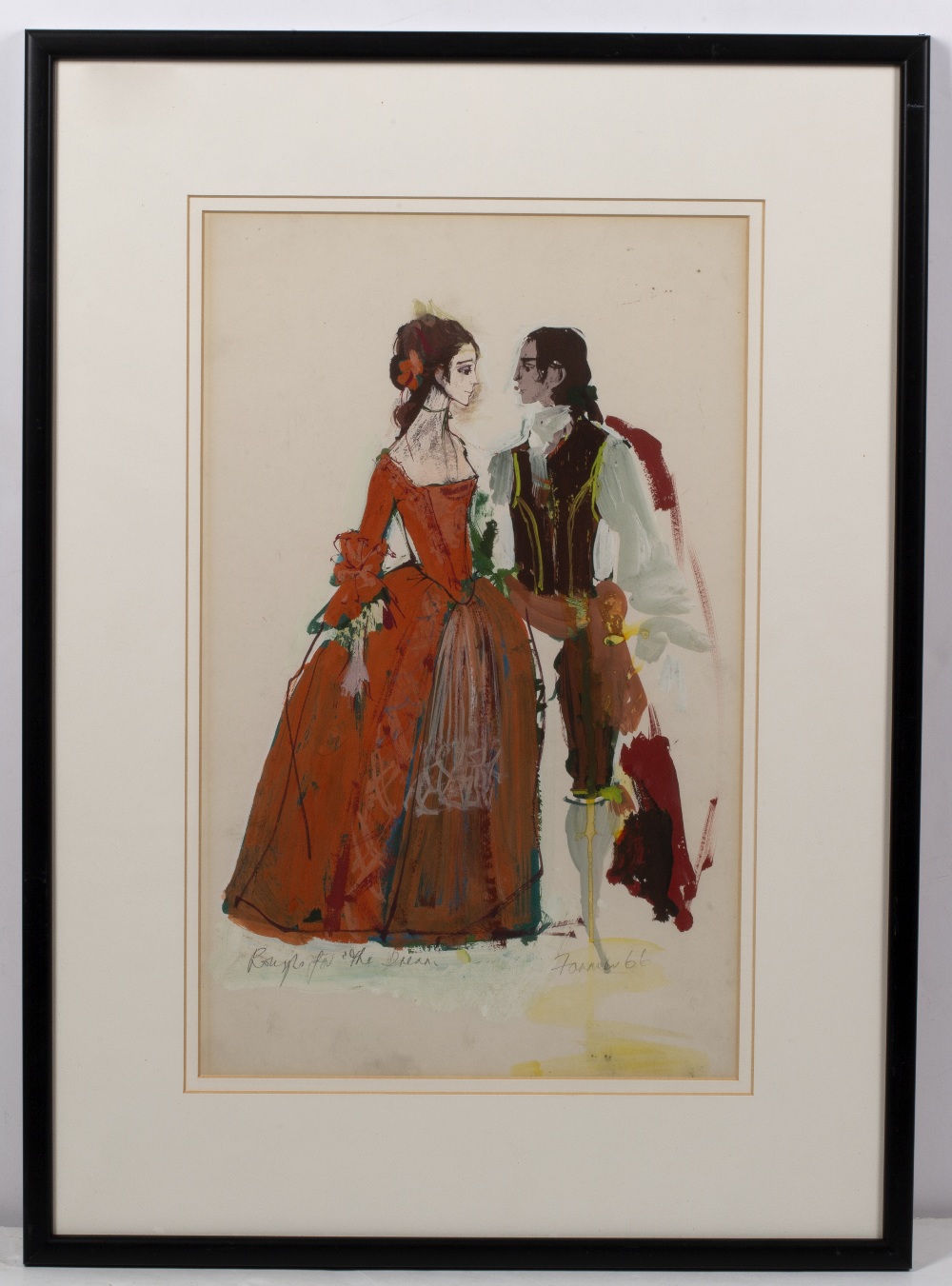 Lorenzo Ghiglia (b. 1936) costume design for 'Dido And Aeneas', dated 1966, framed glazed, - Image 2 of 4