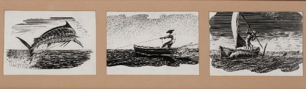 Group of seven probably linocuts