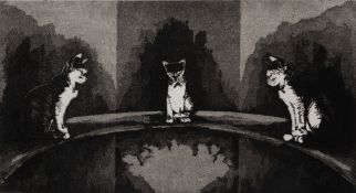 Tyrer (20th Century English School) 'Three cats' etching, numbered 17/200, signed and dated '92 in