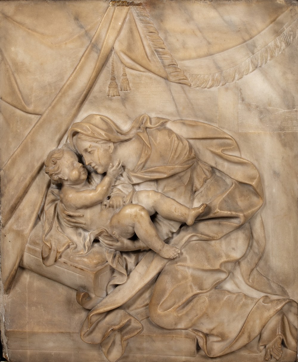Circle of Pierre Étienne Monnot (1657-1733) 17th/18th Century, carved alabaster relief of the