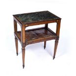 Marble and walnut side table Dutch, 18th Century with inlay to the supports and shelf, 60cm x