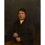 19th Century English School Half length portrait of a gentleman, oil on board, 26.5cm x 21cm