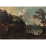 19th Century Continental School 'Italianate landscape' oil on canvas laid on board, unsigned in gilt