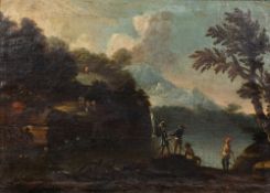 19th Century Continental School 'Italianate landscape' oil on canvas laid on board, unsigned in gilt