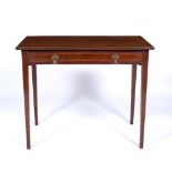 Mahogany and satinwood side table fitted drawers, 91cm across, 49cm deep, 74.5cm high Provenance: