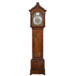 Late 18th Century longcase clock in elm case, the silvered dial signed Peter Nichols, Newport with