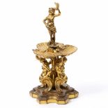 Gilt bronze Italianate stand 19th Century, modelled as a fountain with a central maiden being