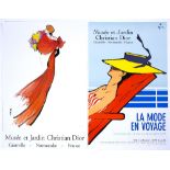 Two Christian Dior Exhibition posters 'La Mode En Voyage' 60cm x 40cm, the other 63cm x 44cm (2)
