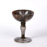 Moss agate chalice 19th/20th Century, the support with applied metal mount, 12.5cm high x 10cm