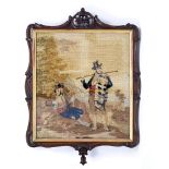 Victorian tapestry panel from a pole screen, 57cm x 78cm