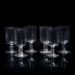 Set of six wine glasses circa 1820, of plain form (slight differences), 13.5cm high