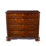 Serpentine mahogany chest George III, with brass swan-neck handles and shaped bracket feet, 102.