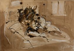 Chris Spring (b.1951) three mixed media studies, 'Love in the afternoon' 34cm x 49cm, signed lower