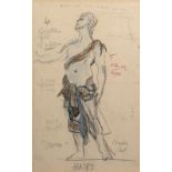 20th Century English School 'Hades theatre/costume design' pencil and gouache, unsigned, 40cm x 26cm