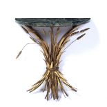 Gilt metal and marble console table of wheatsheaf form, 60cm across, 85cm high