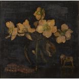 Flora Tomkins (1872-1960) Christmas Roses, oil on board, framed, 25cm x 25.5cm Provenance: Long
