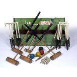 Jaques croquet set in original box with various hoops and mallets Provenance: Long Court,
