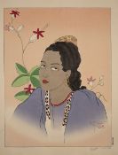 Paul Jacoulet (1896-1960) 'A Young Fiji Girl, Oceania', Japanese woodblock print, signed in pencil