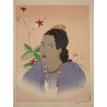 Paul Jacoulet (1896-1960) 'A Young Fiji Girl, Oceania', Japanese woodblock print, signed in pencil