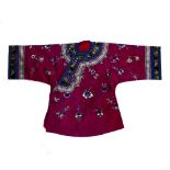 Purple embroidered jacket Chinese, circa 1900/1920 with embroidered collar and sleeves and with
