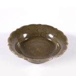 Celadon incised circular dish Chinese, Song dynasty 13cm