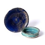 Two vessels Persia, 14th-17th Century including a turquoise bowl, 14cm across and blue incised dish,